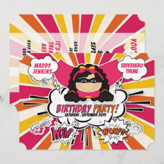 Invitación Fiesta de cumpleaños para Chicas Super Niños Cómic