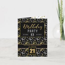 Invitación Fiesta de Cumpleaños para el 21º Negro y Oro