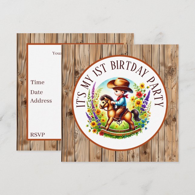 Invitación Fiesta de cumpleaños para el bebé de Guay (Anverso / Reverso)
