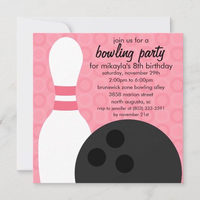 Invitación Fiesta de cumpleaños para el boliche de la barba r (Anverso)