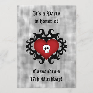 Invitación Fiesta de cumpleaños para el corazón gótico