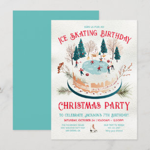 Invitación Fiesta de cumpleaños para el patinaje sobre hielo 