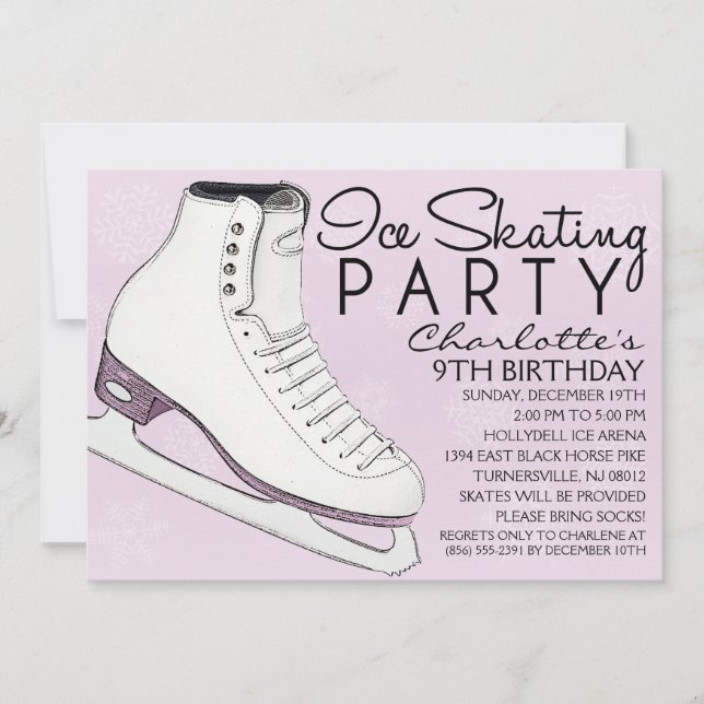 Invitación Fiesta de cumpleaños para el patinaje sobre hielo  (Anverso)