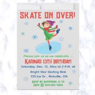 Invitación Fiesta de cumpleaños para el patinaje sobre hielo