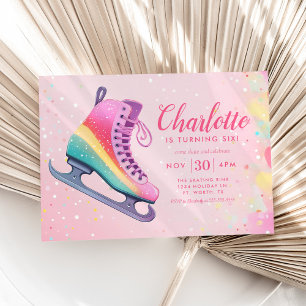 Invitación Fiesta de cumpleaños para el patinaje sobre hielo