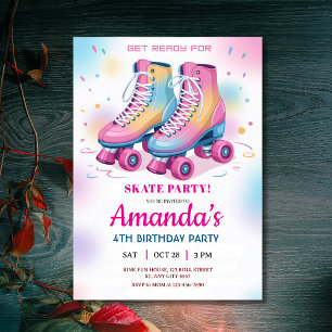 Invitación Fiesta de cumpleaños para el patinaje sobre hielo 