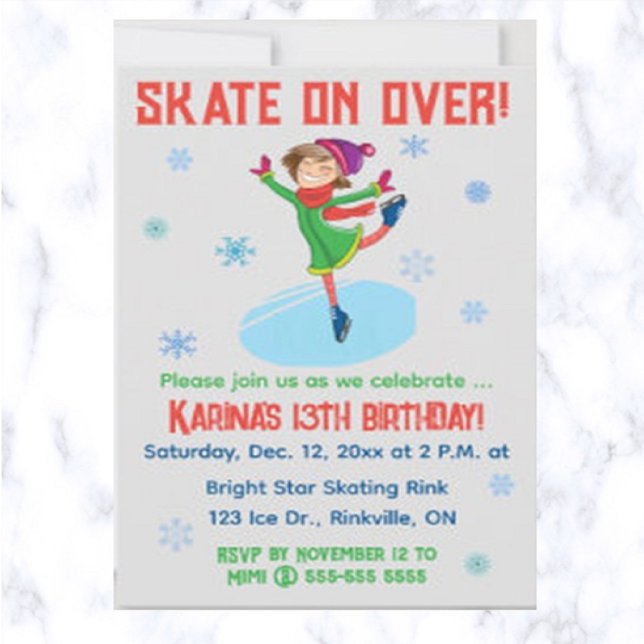 Invitación Fiesta de cumpleaños para el patinaje sobre hielo  (Subido por el creador)