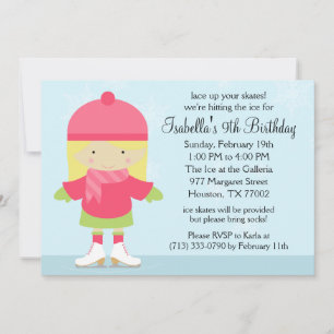 Invitación Fiesta de cumpleaños para el patinaje sobre hielo