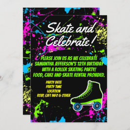 Invitación Fiesta de cumpleaños para el patinaje sobre patina