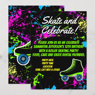 Invitación Fiesta de cumpleaños para el patinaje sobre patina