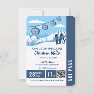 Invitación Fiesta de cumpleaños para esquiar Pista de snowboa