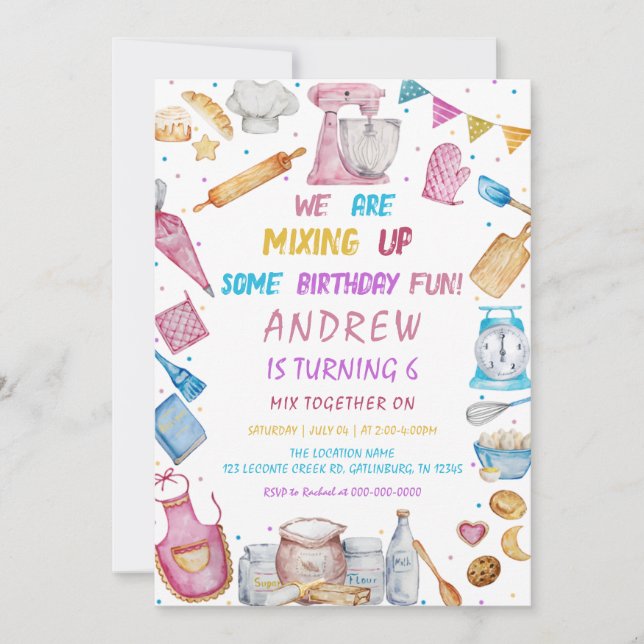 Invitación Fiesta de cumpleaños para hacer delicias gastronóm (Anverso)