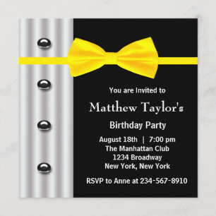 Invitación Fiesta de cumpleaños para hombre negra de la