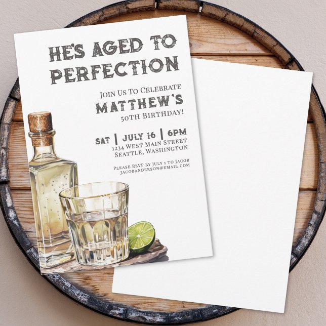 Invitación Fiesta de Cumpleaños para Hombres Envejecidos a la (Aged To Perfection Men's Birthday Party Invitation)