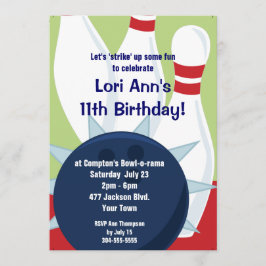 Invitación Fiesta de cumpleaños para la bolera del Personaliz