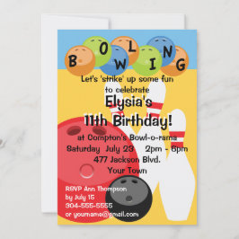 Invitación Fiesta de cumpleaños para la bolera del Personaliz