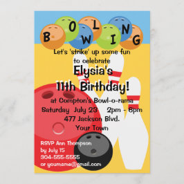 Invitación Fiesta de cumpleaños para la bolera del Personaliz