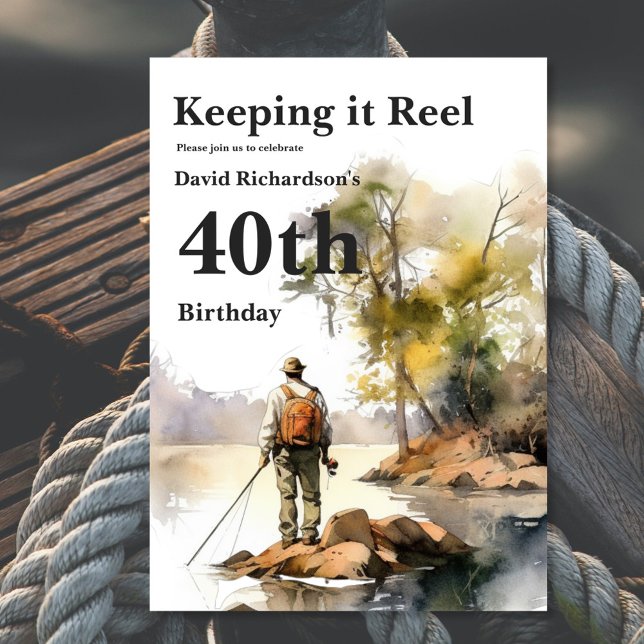 Invitación Fiesta de cumpleaños para la pesca de acuarela mas (Subido por el creador)