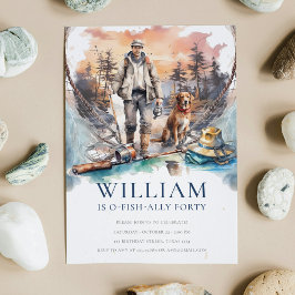 Invitación Fiesta de cumpleaños para la pesca de adultos masc