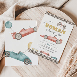 Invitación Fiesta de cumpleaños para los coches de carreras B