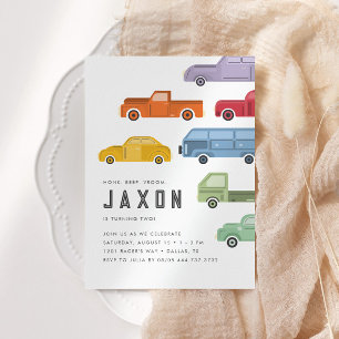 Invitación Fiesta de cumpleaños para los niños de los autos d