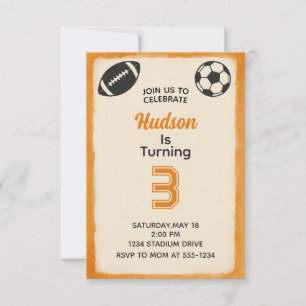 Invitación Fiesta de cumpleaños para los niños deportivos