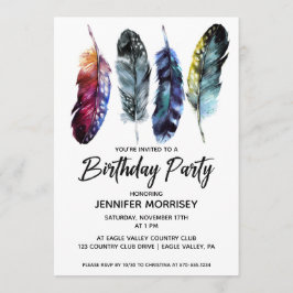 Invitación Fiesta de cumpleaños para mujeres plumas de estilo