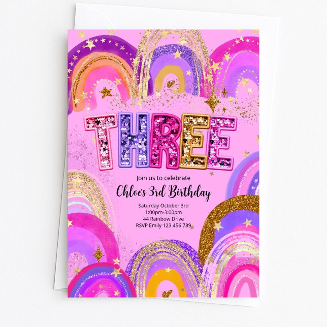 Invitación Fiesta de cumpleaños para niñas de 3 años (Subido por el creador)