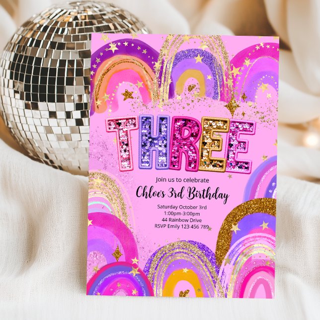 Invitación Fiesta de cumpleaños para niñas de 3 años (Subido por el creador)