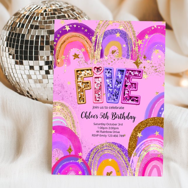 Invitación Fiesta de cumpleaños para niñas de 5 años (Subido por el creador)