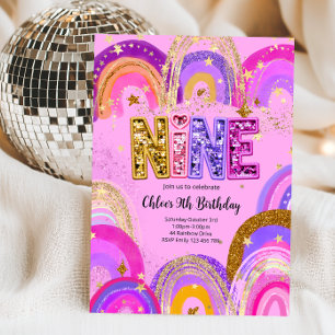 Invitación Fiesta de cumpleaños para niñas de 9 años