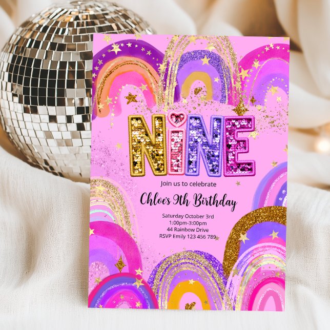 Invitación Fiesta de cumpleaños para niñas de 9 años (Subido por el creador)