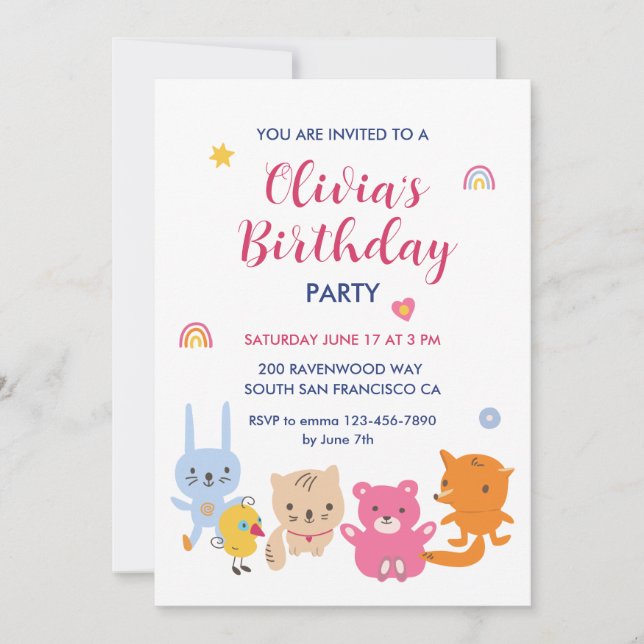 Invitación Fiesta de cumpleaños para niños (Anverso)