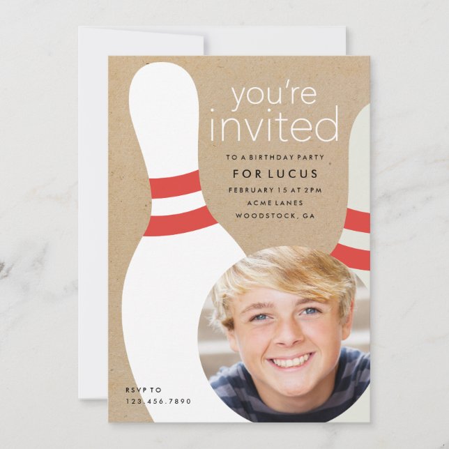 Invitación Fiesta de cumpleaños para niños con bolos fotográf (Anverso)