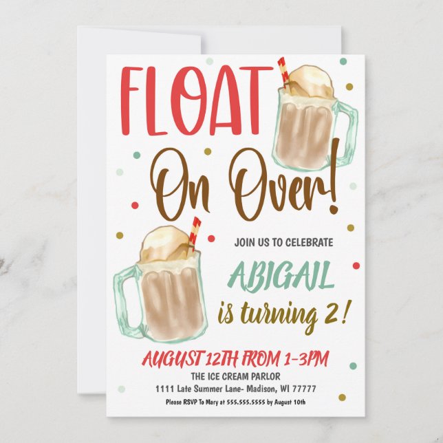 Invitación Fiesta de cumpleaños para niños con flotación de c (Anverso)