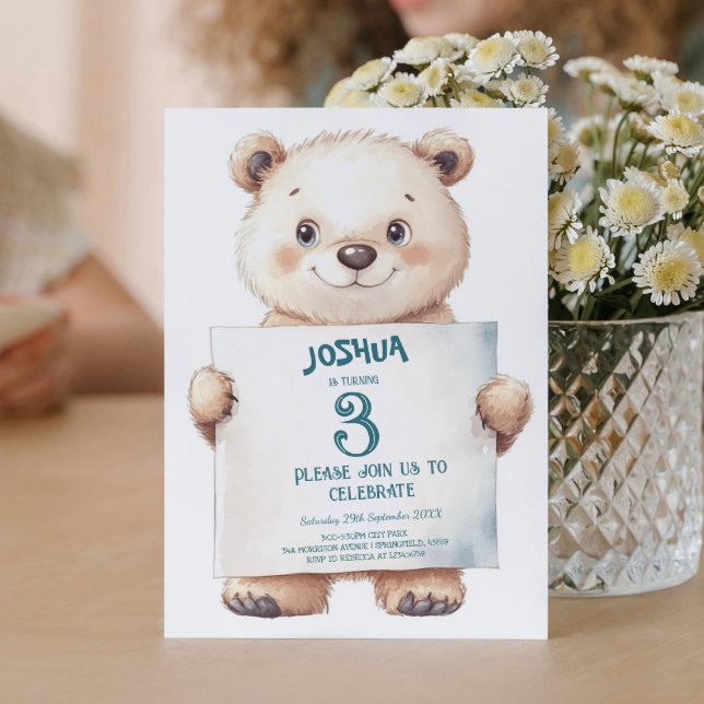 Invitación Fiesta de cumpleaños para niños con oso infantil y (Subido por el creador)