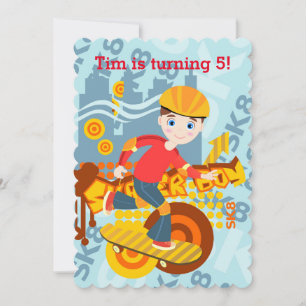 Invitación Fiesta de cumpleaños para niños de graffiti skateb