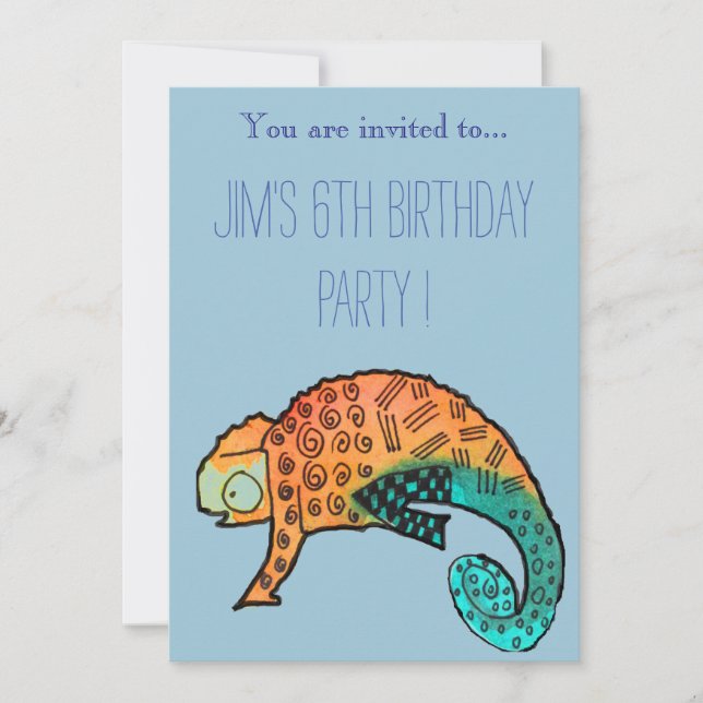 Invitación Fiesta de cumpleaños para niños del reptil de Cham (Anverso)
