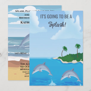 Invitación Fiesta de Cumpleaños para Niños Dolphin Beach