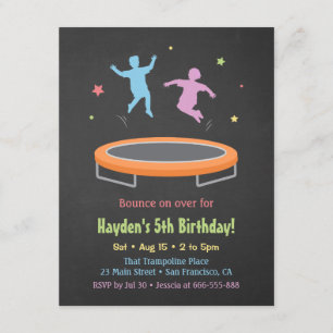 Invitación Fiesta de Cumpleaños para Niños en Trampolín de Re