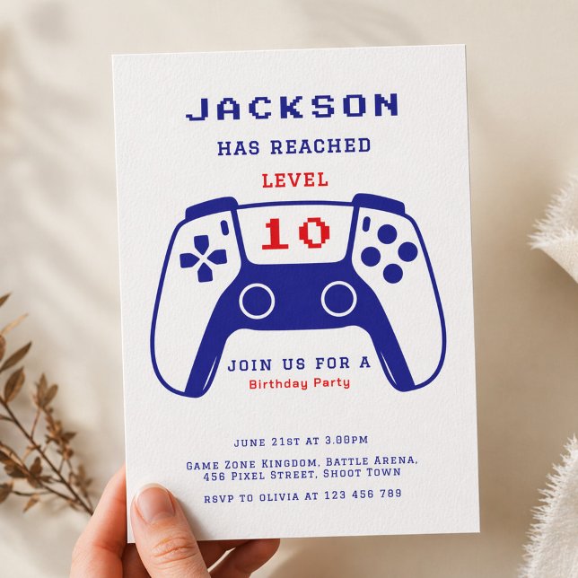 Invitación Fiesta de cumpleaños para niños jugadores de nivel (Subido por el creador)