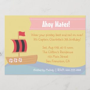 Invitación Fiesta de Cumpleaños para Niños: Tema de Niña Pira