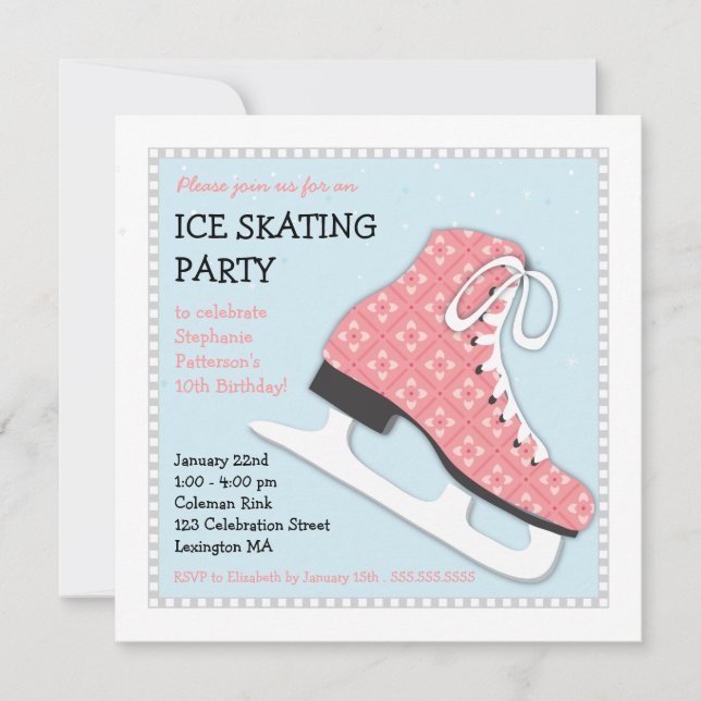Invitación Fiesta de cumpleaños para patinar hielo Chica Funk (Anverso)