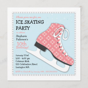 Invitación Fiesta de cumpleaños para patinar hielo Chica Funk