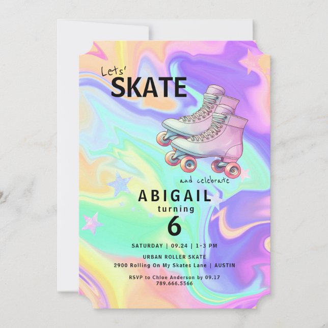 Invitación Fiesta de cumpleaños para patinar sobre Chica de c (Anverso)