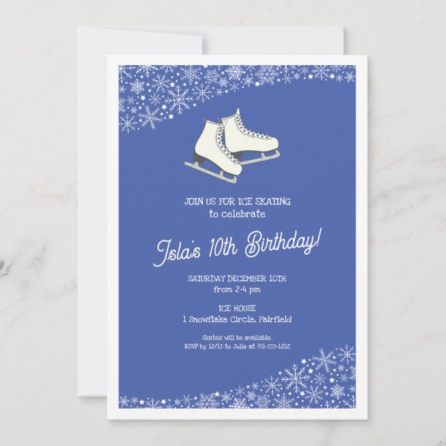 Invitación Fiesta de cumpleaños para patinar sobre hielo de l (Anverso)