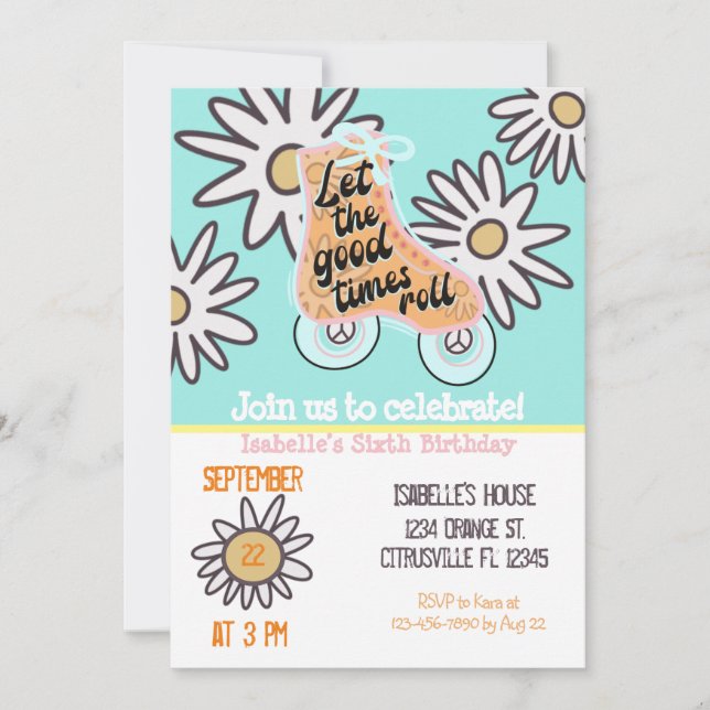 Invitación Fiesta de cumpleaños para patinar sobre patinaje s (Anverso)