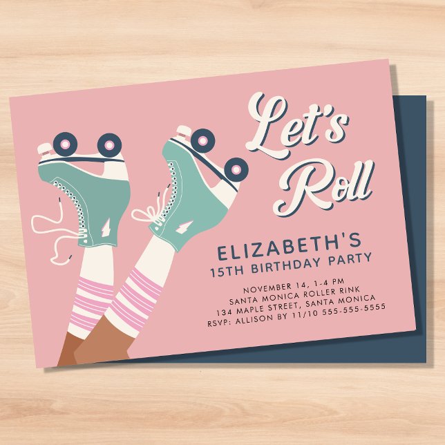 Invitación Fiesta de cumpleaños para patinar sobre patinaje V (Subido por el creador)