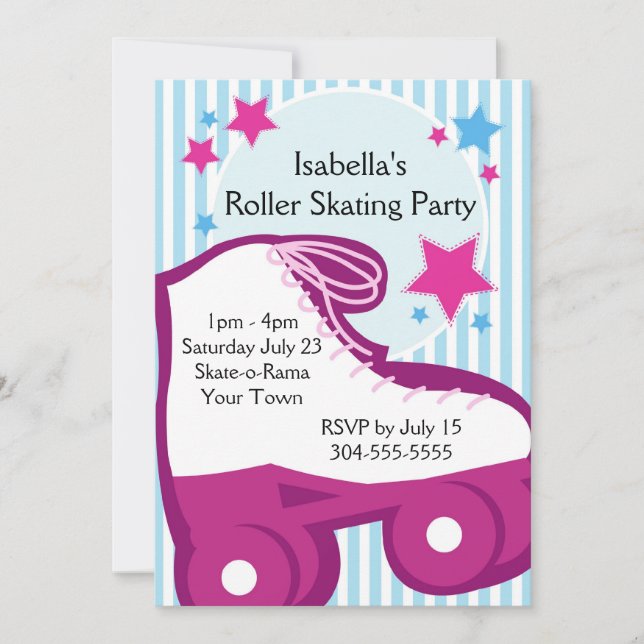 Invitación Fiesta de cumpleaños para patinar sobre ruedas de  (Anverso)