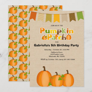 Invitación Fiesta de cumpleaños para recoger calabaza en otoñ